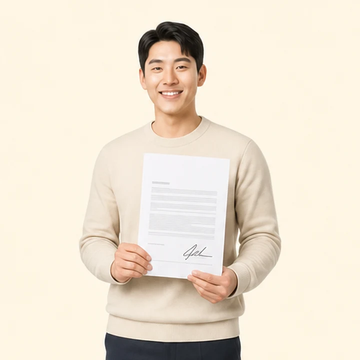 신용불량 아르카나 장기렌트 서면 견적서를 들고 있는 고객